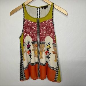 Vineet Bahl for Anthropology Jardin Swing Tank Top Floral Embroidered Size S